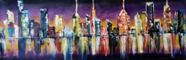 Картина под названием "Ночной Нью Йорк" - Валентина Симма, Подлинное произведение искусства, Акрил