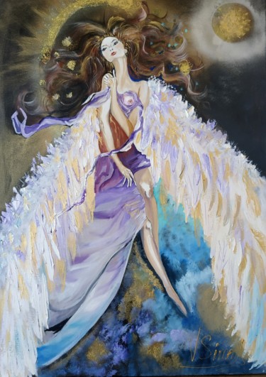 Картина под названием "Песня осеннего неба" - Валентина Симма, Подлинное произведение искусства, Масло