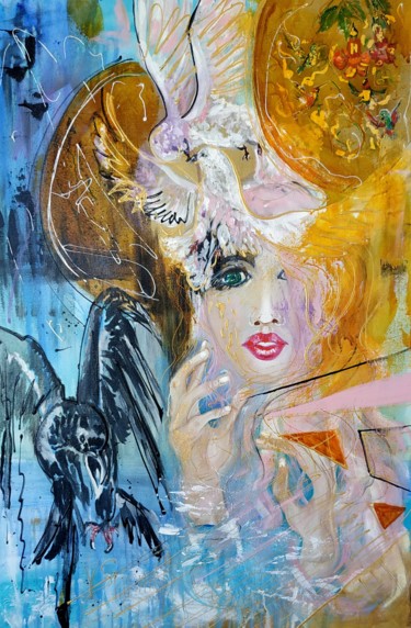 Peinture intitulée "Песни русалки" par Valentina Simma, Œuvre d'art originale, Huile