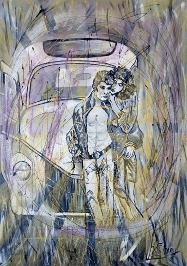 Painting titled "Сереневый закат" by Valentina Simma, Original Artwork, Acrylic