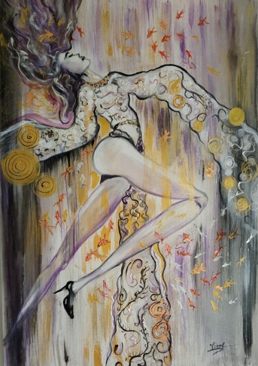 Painting titled "Lilac lady." by Valentina Simma, Original Artwork, Oil