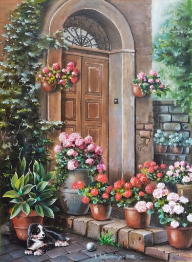 Painting titled "summer flowers" by Valentina Valevskaya, Original Artwork, Oil Mounted on Wood Stretcher frame