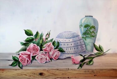 Pittura intitolato "Вязаная шляпка" da Valentina Valevskaya, Opera d'arte originale, Olio