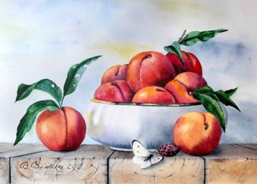 Painting titled "Sweet peaches" by Valentina Valevskaya, Original Artwork, Oil