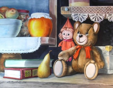 Картина под названием "Игрушки в кладовке" - Valentina Valevskaya, Подлинное произведение искусства, Масло
