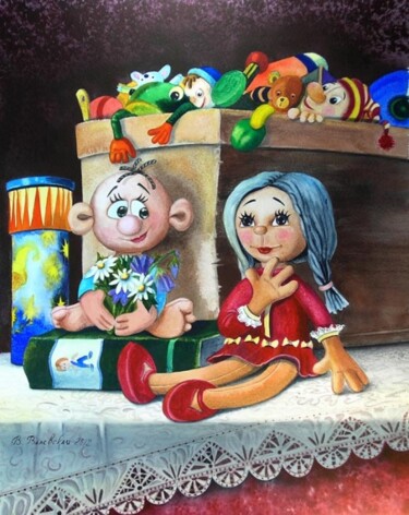 Картина под названием "Favorite doll     Л…" - Valentina Valevskaya, Подлинное произведение искусства, Масло