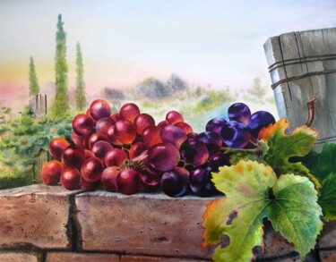 Картина под названием "Aromatic grapes" - Valentina Valevskaya, Подлинное произведение искусства, Масло