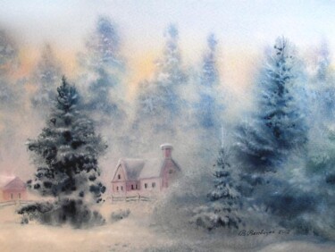 Картина под названием "Winter day" - Valentina Valevskaya, Подлинное произведение искусства, Масло