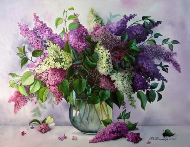 Painting titled "The smell of lilacs…" by Valentina Valevskaya, Original Artwork, Oil