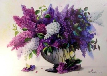 Painting titled "Lilacs for Alexandra" by Valentina Valevskaya, Original Artwork