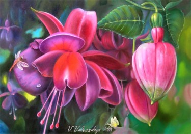 Картина под названием "Цветок фуксии" - Valentina Valevskaya, Подлинное произведение искусства, Масло
