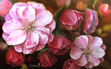 Pintura titulada "Almond blossoms." por Valentina Valevskaya, Obra de arte original, Oleo