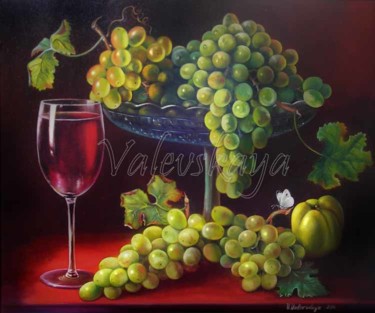 Peinture intitulée "Grapes in a still l…" par Valentina Valevskaya, Œuvre d'art originale, Huile