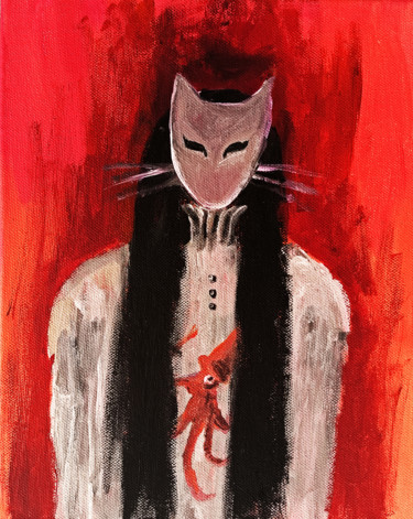 Pittura intitolato "One of the Cats" da Valentina Ginevra Ceraso, Opera d'arte originale, Acrilico