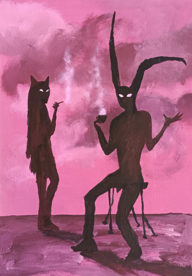Pittura intitolato "Evening's Conversat…" da Valentina Ginevra Ceraso, Opera d'arte originale, Acrilico