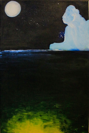 Pintura titulada "Sfinge degli Oceani" por Valentina Calamello, Obra de arte original, Acrílico Montado en Bastidor de camil…