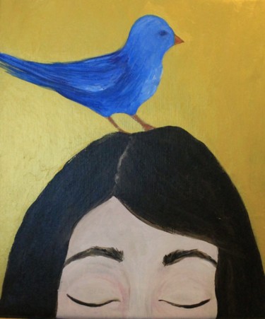 Pittura intitolato "Il verbo degli ucce…" da Valentina Calamello, Opera d'arte originale, Acrilico Montato su Telaio per bar…
