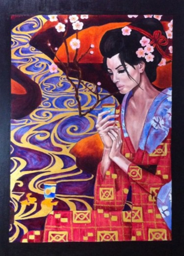 Pittura intitolato "Kanàko - Il colore…" da Valentina Margio, Opera d'arte originale, Olio
