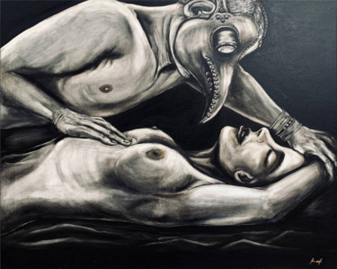 Painting titled "Sex during the Plag…" by Valentina Reina, Original Artwork, Oil