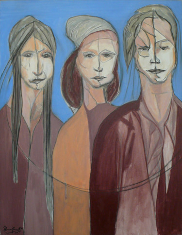 Peinture intitulée "les-trois-silencieu…" par Alevtina Valentine, Œuvre d'art originale