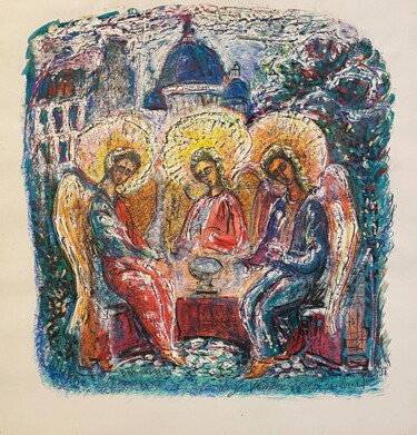 Drawing titled "La trinité à Saint-…" by Valentine Blinov, Original Artwork, Pastel