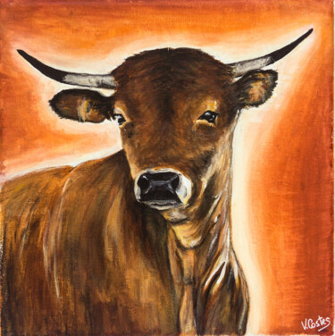 Pintura titulada "Vache Sacrée" por Valentine Costes Art, Obra de arte original, Acrílico Montado en Bastidor de camilla de…