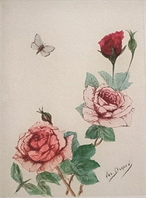 Картина под названием "ROSES ANCIENNES 1" - Valentine Dupré, Подлинное произведение искусства, Масло