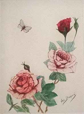 Pittura intitolato "ROSES ANCIENNES 1" da Valentine Dupré, Opera d'arte originale, Olio