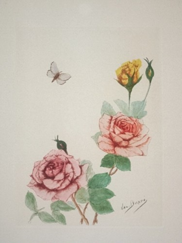 Painting titled "ROSES ANCIENNES 2" by Valentine Dupré, Original Artwork, Oil