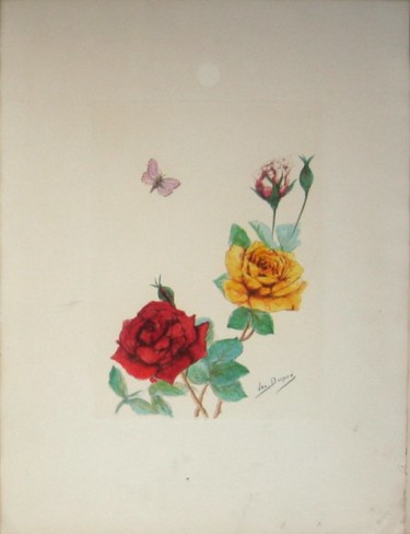 Printmaking titled "ROSES ANCIENNES 15" by Valentine Dupré, Original Artwork, Engraving