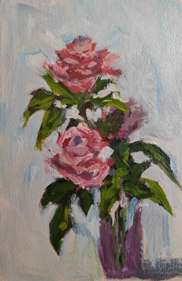 Painting titled "Roses" by Valentine Rayer, Original Artwork, Acrylic