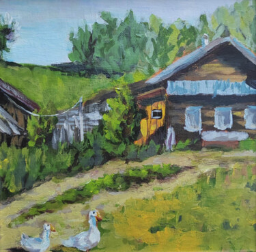 Malerei mit dem Titel "Summer in the villa…" von Valentine Rayer, Original-Kunstwerk, Öl