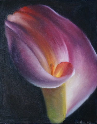 Peinture intitulée "Violet flower" par Valentinka Nsr, Œuvre d'art originale, Huile