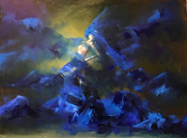 Peinture intitulée "Woman in blue" par Valentinka Nsr, Œuvre d'art originale