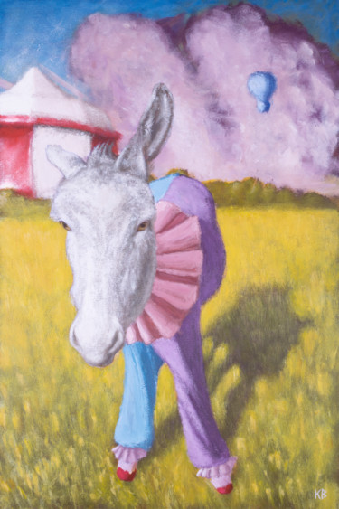 Painting titled "CLOWNISH DONKEY 3" by Valentin Kanellopoulos, Original Artwork, Acrylic