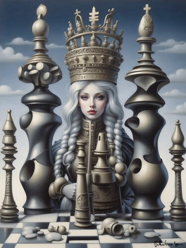 Digitale Kunst mit dem Titel "Chess queen" von Valentino Sani, Original-Kunstwerk, KI-generiertes Bild