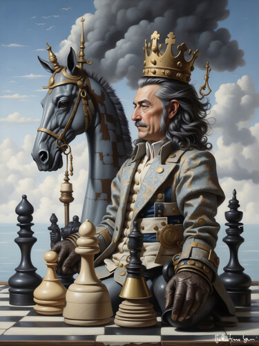 Digitale Kunst mit dem Titel "The chess king" von Valentino Sani, Original-Kunstwerk, Digitale Malerei