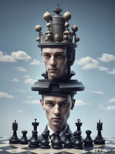 Artes digitais intitulada "The chess genius" por Valentino Sani, Obras de arte originais, Imagem gerada por IA