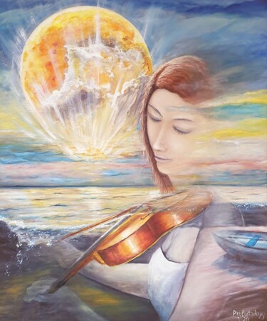 Peinture intitulée "La musique est part…" par Valentyn Prylutskyy, Œuvre d'art originale, Huile