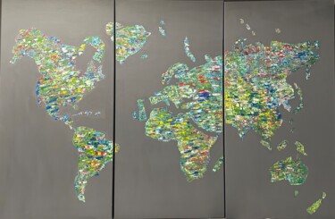 Painting titled "Colorful world map-…" by Valera, Original Artwork, Acrylic