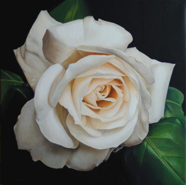 Painting titled "Rose" by Valeri Tsvetkov, Original Artwork, Oil Mounted on Wood Stretcher frame