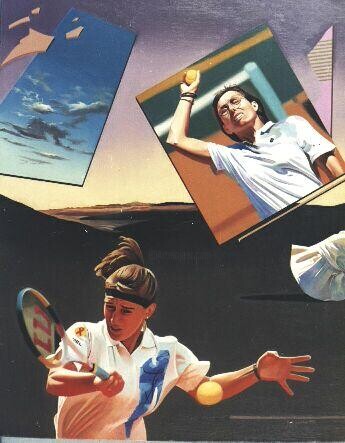 Schilderij getiteld "Tennis-2" door Valeri Tsvetkov, Origineel Kunstwerk, Olie