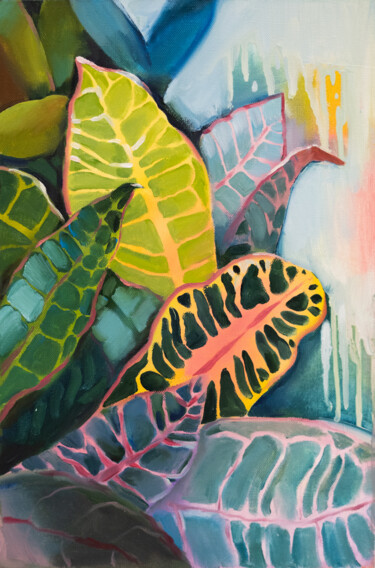 Schilderij getiteld "COLORFUL LEAVES - t…" door Valeria Amirkhanyan, Origineel Kunstwerk, Olie