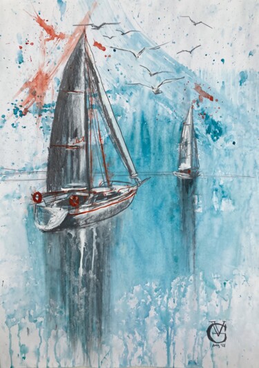 Картина под названием "Fresh Wind Sails" - Valeria Golovenkina, Подлинное произведение искусства, Акрил