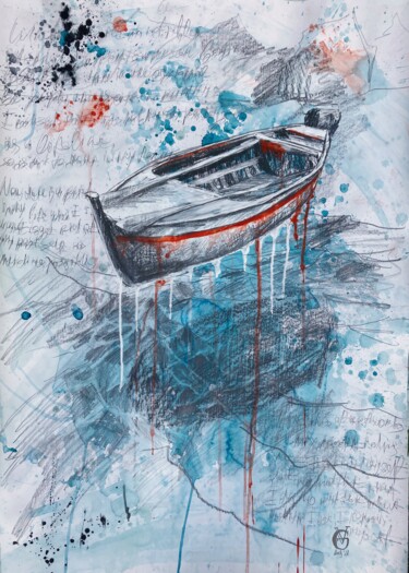 Painting titled "Fishing Boat" by Valeria Golovenkina, Original Artwork, Watercolor