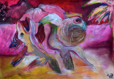 Malarstwo zatytułowany „La mer et les monta…” autorstwa Valeria Jaramillo, Oryginalna praca, Gwasz