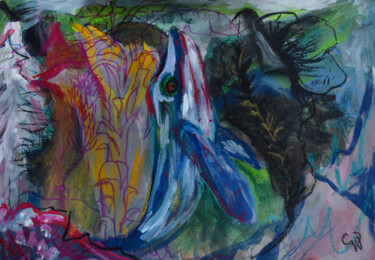 Malerei mit dem Titel "La mer et les monta…" von Valeria Jaramillo, Original-Kunstwerk, Gouache