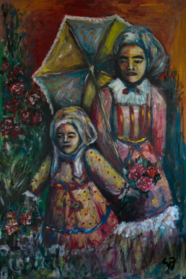 Painting titled "La maman II" by Valeria Jaramillo, Original Artwork, Acrylic