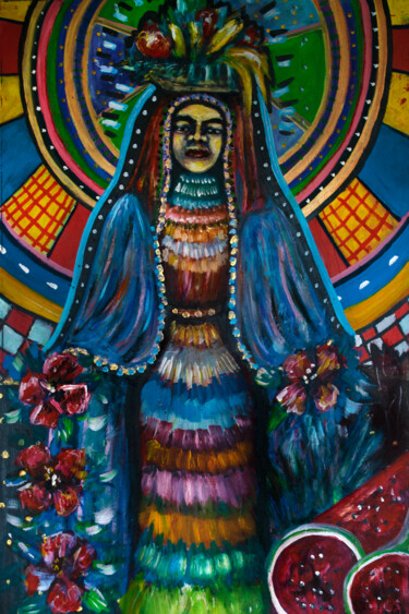Peinture intitulée "La vendeuse" par Valeria Jaramillo, Œuvre d'art originale, Acrylique