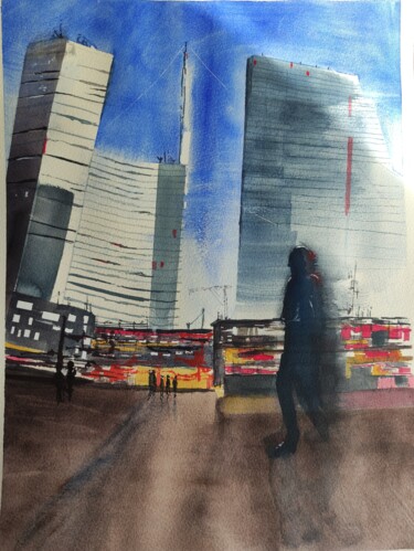 Картина под названием "Milano - He jumped…" - Valeria Menichini, Подлинное произведение искусства, Акварель
